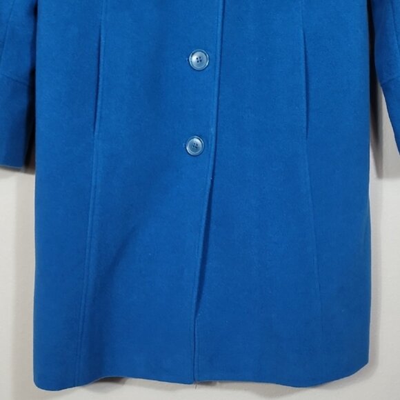 NWT MetroStyle Women Wool Trench Coat Size 12/M/L Teal Blue Button Up Pockets - Picture 3 of 14